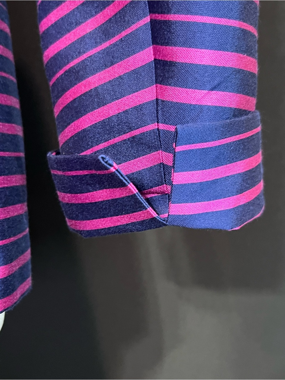 Talbots Pink & Navy Striped Silk-Blend Blazer Jacket - Picture 6 of 11